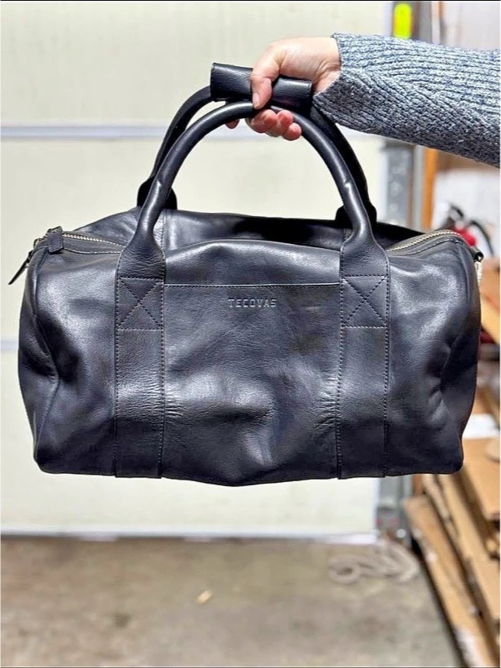 Tecovas Leather Weekender Duffle Bag Black Satchel new